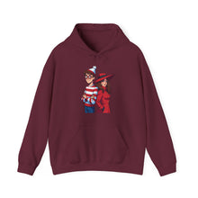 Load image into Gallery viewer, Where’s Waldo and Carmen Sandiego – Retro Mystery Crossover Pull-Over Hoodie (Unisex) Maroon