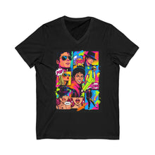 Load image into Gallery viewer, Michael Jackson Pop Art V-Neck Unisex Graphic Tee Black