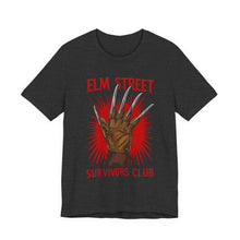 Load image into Gallery viewer, Elm Street Survivors Club – Funny Horror Graphic Tee (Unisex) Dark Grey Heather