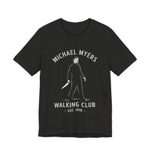 Load image into Gallery viewer, Michael Myers Walking Club - Horror Humor Tee (Unisex) Black Heather
