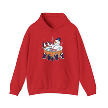 Load image into Gallery viewer, Snowman in Hot Tub – Funny Holiday Pullover Hoodie Red