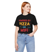 Load image into Gallery viewer, Powered By Pizza and WiFi – Funny Gamer Life Graphic Tee (Unisex)
