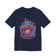 Load image into Gallery viewer, New York Knicks Neon Basketball T-Shirt Navy