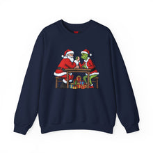 Load image into Gallery viewer, Santa vs Grinch – Christmas Arm Wrestle Sweater (Unisex) Navy