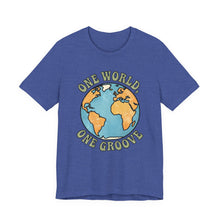 Load image into Gallery viewer, One World, One Groove – Global Unity Music Tee (Unisex) Heather True Royal
