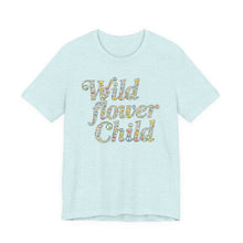 Load image into Gallery viewer, Wild Flower Child – Boho Retro Nature Graphic Tee (Unisex) Heather Prism Ice Blue
