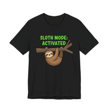 Load image into Gallery viewer, Sloth Mode Activated – Funny Lazy Day Graphic Tee (Unisex) Black