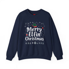 Load image into Gallery viewer, Merry Elfin Christmas – Funny Holiday Sweatshirt (Unisex) Navy
