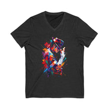 Load image into Gallery viewer, Michael Jackson Colorful Silhouette V-Neck Unisex Graphic Tee Dark Grey Heather