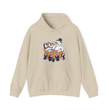 Load image into Gallery viewer, Snowman in Hot Tub – Funny Holiday Pullover Hoodie Sand