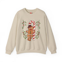 Load image into Gallery viewer, Gingerbread Man with Candy Cane – Holiday Sweatshirt Sand