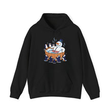 Load image into Gallery viewer, Snowman in Hot Tub – Funny Holiday Pullover Hoodie Black
