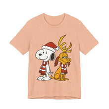 Load image into Gallery viewer, Snoopy x Max – Cute Christmas Crossover Tee (Unisex) Heather Peach