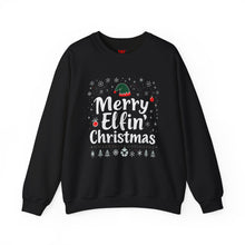 Load image into Gallery viewer, Merry Elfin Christmas – Funny Holiday Sweatshirt (Unisex) Black