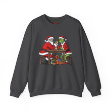Load image into Gallery viewer, Santa vs Grinch – Christmas Arm Wrestle Sweater (Unisex) Dark Heather