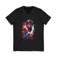 Load image into Gallery viewer, Michael Jackson Colorful Silhouette V-Neck Unisex Graphic Tee Black