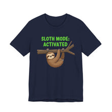 Load image into Gallery viewer, Sloth Mode Activated – Funny Lazy Day Graphic Tee (Unisex) Navy