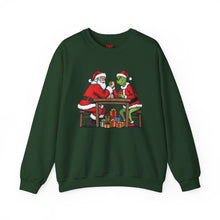 Load image into Gallery viewer, Santa vs Grinch – Christmas Arm Wrestle Sweater (Unisex) Forest Green