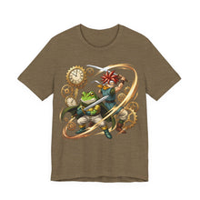Load image into Gallery viewer, Crono x Frog – Chrono Trigger Hero Duo Graphic Tee Heather Olive