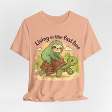 Load image into Gallery viewer, Sloth and Turtle &quot;Living In The Fast Lane&quot; Funny Tee
