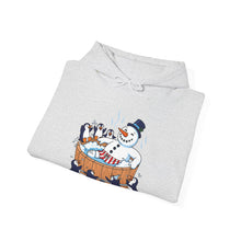 Load image into Gallery viewer, Snowman in Hot Tub – Funny Holiday Pullover Hoodie