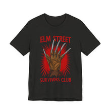 Load image into Gallery viewer, Elm Street Survivors Club – Funny Horror Graphic Tee (Unisex) Black Heather