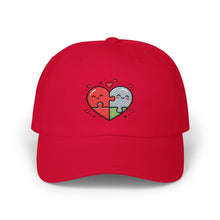 Load image into Gallery viewer, Puzzled Heart - Dad Hat | Love &amp; Friendship Gift Cranberry One size