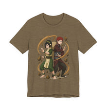 Load image into Gallery viewer, Gaara x Toph – Earth &amp; Sand Anime Crossover Tee (Unisex) Heather Olive