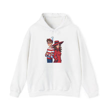 Load image into Gallery viewer, Where’s Waldo and Carmen Sandiego – Retro Mystery Crossover Pull-Over Hoodie (Unisex) White