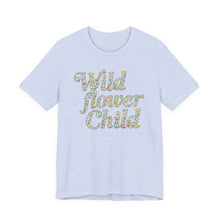 Load image into Gallery viewer, Wild Flower Child – Boho Retro Nature Graphic Tee (Unisex) Heather Prism Blue
