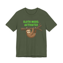 Load image into Gallery viewer, Sloth Mode Activated – Funny Lazy Day Graphic Tee (Unisex) Military Green