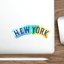 Load image into Gallery viewer, Holographic Sticker - New York in Baseball Team Lettering
