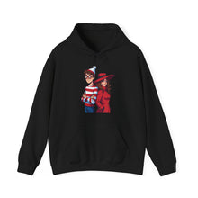 Load image into Gallery viewer, Where’s Waldo and Carmen Sandiego – Retro Mystery Crossover Pull-Over Hoodie (Unisex) Black
