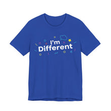 Load image into Gallery viewer, I’m Different – Bold Unique Statement Graphic Tee (Unisex) True Royal