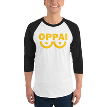 Load image into Gallery viewer, OPPAI Unisex 3 Sleeve Baseball Raglan Tee White Black
